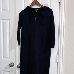 RARE / Vintage 90s Ralph Lauren Black Maxi Sweater Dress with hood